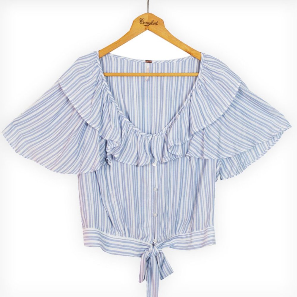 Free People Ivory The Rosemary Ruffle Trim Top - Picture 6 of 13